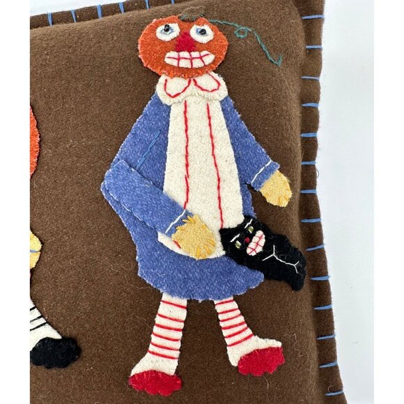 Vintage Bethany Lowe Halloween Pillow Decorative Throw Felt Jack O Lantern Cat - Picture 6 of 10